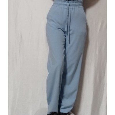 Pantalon bleu pâle taille élastique jambes larges